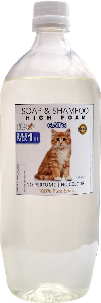 CERO ® High Foam Shampoo for Cats, NO Perfume | NO Colour, 100% Pure Soap (1 lit) - Image 5