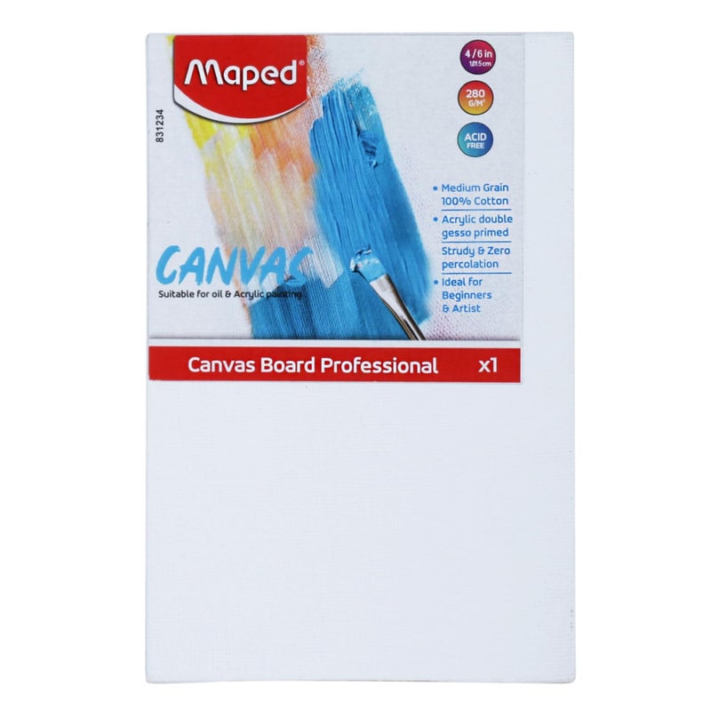 Maped Canvas Kit (4"x 6") 8 Pieces|Canvas Set|100% Cotton Canvas| Ideal for Poster and Acrylic Colours|Birthday Gift|Return Gift|Drawing Kit|DIY Kit|Canvas Painting|Canvas Panel| Holds More Paint - Image 1