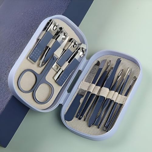 CEPLO 14-Piece Manicure Set Nail Clipper Kit – Stainless Steel Nail Care Tools for Hands & Feet, Professional Grooming Kit for Men & Women, Sharp Toenail & Fingernail Clippers, Travel Gift Set (BLUE) - Image 1