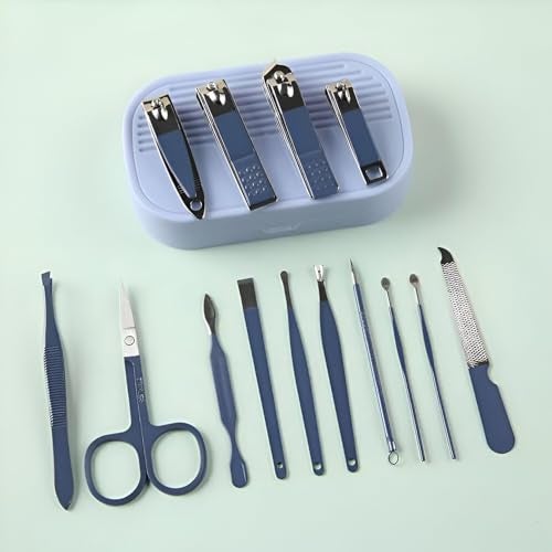 CEPLO 14-Piece Manicure Set Nail Clipper Kit – Stainless Steel Nail Care Tools for Hands & Feet, Professional Grooming Kit for Men & Women, Sharp Toenail & Fingernail Clippers, Travel Gift Set (BLUE) - Image 3