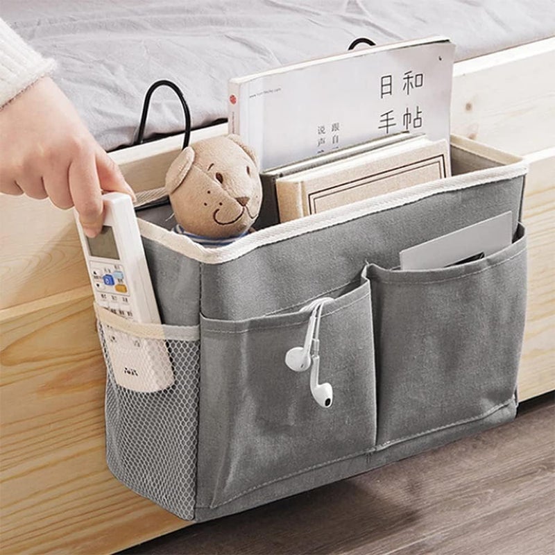 Himart HIMART Bedroom Accessories Hanging Bedside Caddy Bedroom Organiser Dorm bed hanging basket Hostel Essentials Bed Side Storage Organiser Multipurpose cloth hanging shelf  - Image 2