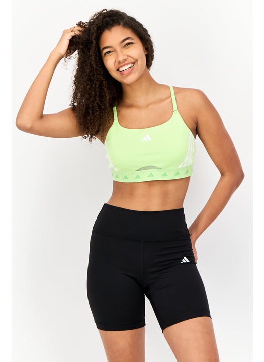 Women Brand Logo Non-Padded Hyperglam Light Support Sports Bra, Lime Green