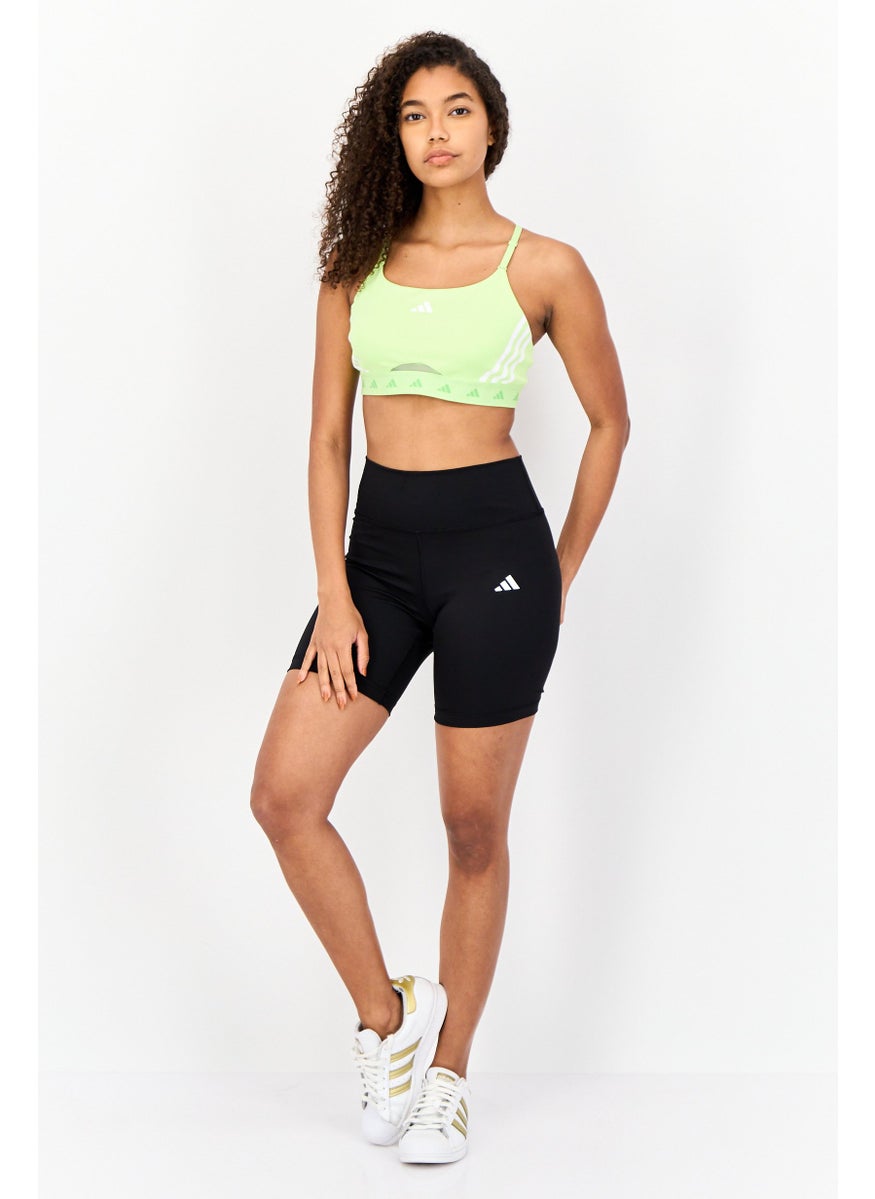Adidas Women Brand Logo Non-Padded Hyperglam Light Support Sports Bra, Lime Green  - Image 3