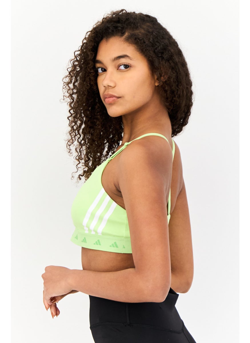 Adidas Women Brand Logo Non-Padded Hyperglam Light Support Sports Bra, Lime Green  - Image 4