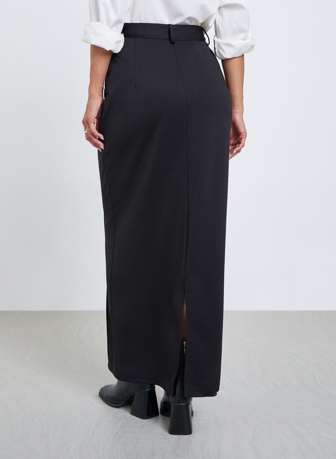 ستايلي تنورة طويلة سوداء من تويل - Image 4