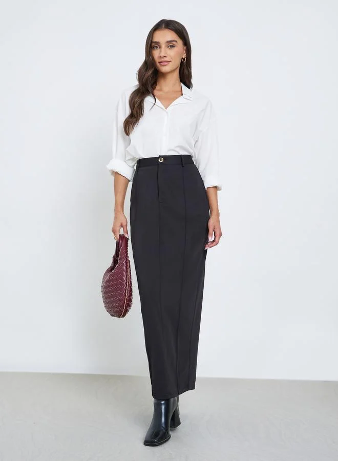 Black Twill Maxi Skirt