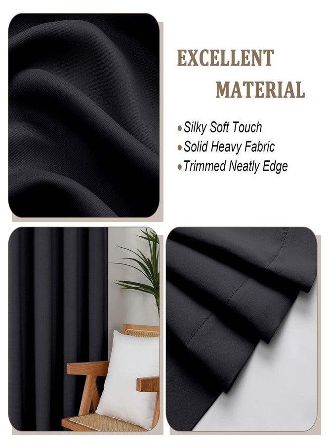 Lecloud Halloween Black Blackout Curtains for Bedroom 63 Inch Length 2 Panels Set, Solid Thermal Insulated Energy Window Treatments with Rod Pocket for Bedroom Living Room Blinds, 40" W x 63" L - Image 3