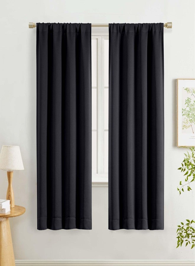 Lecloud Halloween Black Blackout Curtains for Bedroom 63 Inch Length 2 Panels Set, Solid Thermal Insulated Energy Window Treatments with Rod Pocket for Bedroom Living Room Blinds, 40" W x 63" L - Image 1