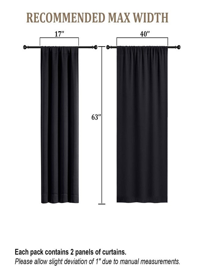 Lecloud Halloween Black Blackout Curtains for Bedroom 63 Inch Length 2 Panels Set, Solid Thermal Insulated Energy Window Treatments with Rod Pocket for Bedroom Living Room Blinds, 40" W x 63" L - Image 2