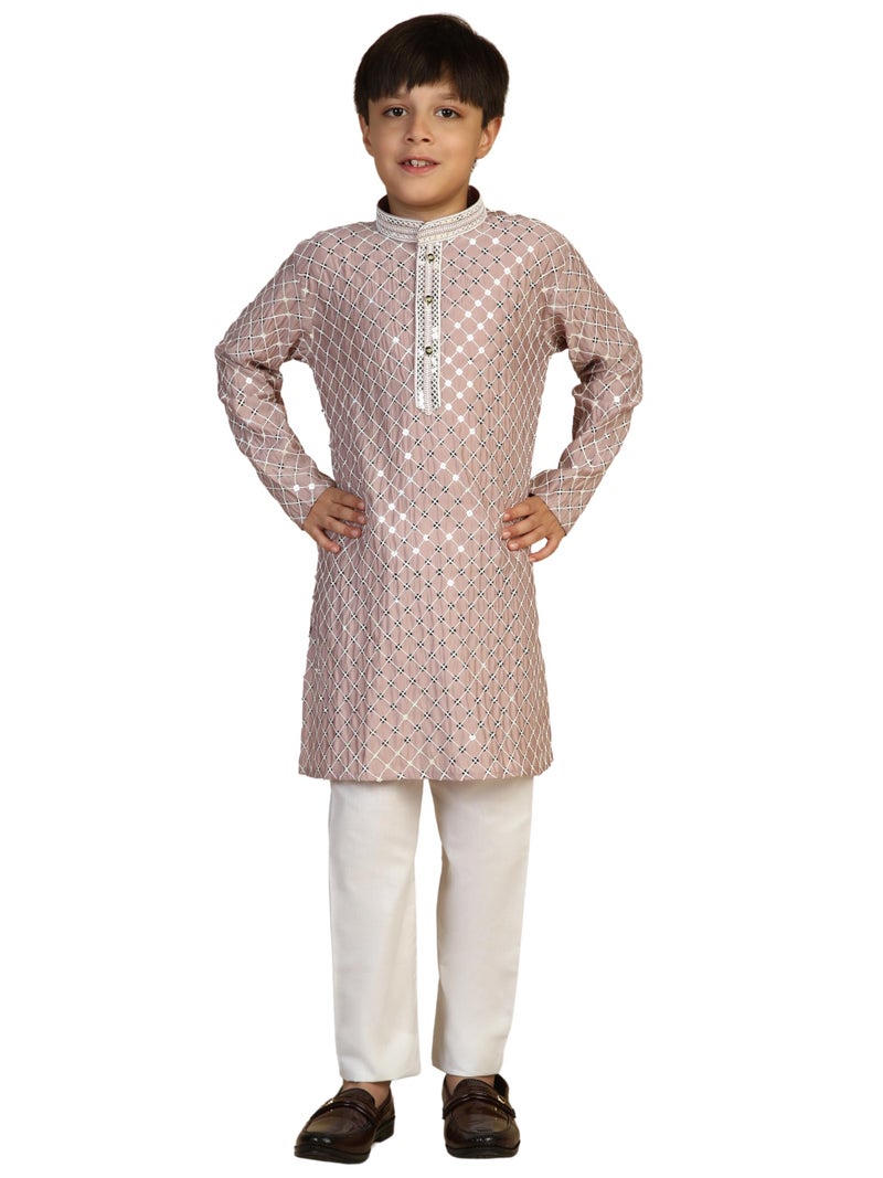 Pro-Ethic Style Developer Boys Cotton Kurta Pajama For Kid's Ethnic Wear | Cotton Kurta Pajama (S-268), 1-2 years, Pink - Image 1
