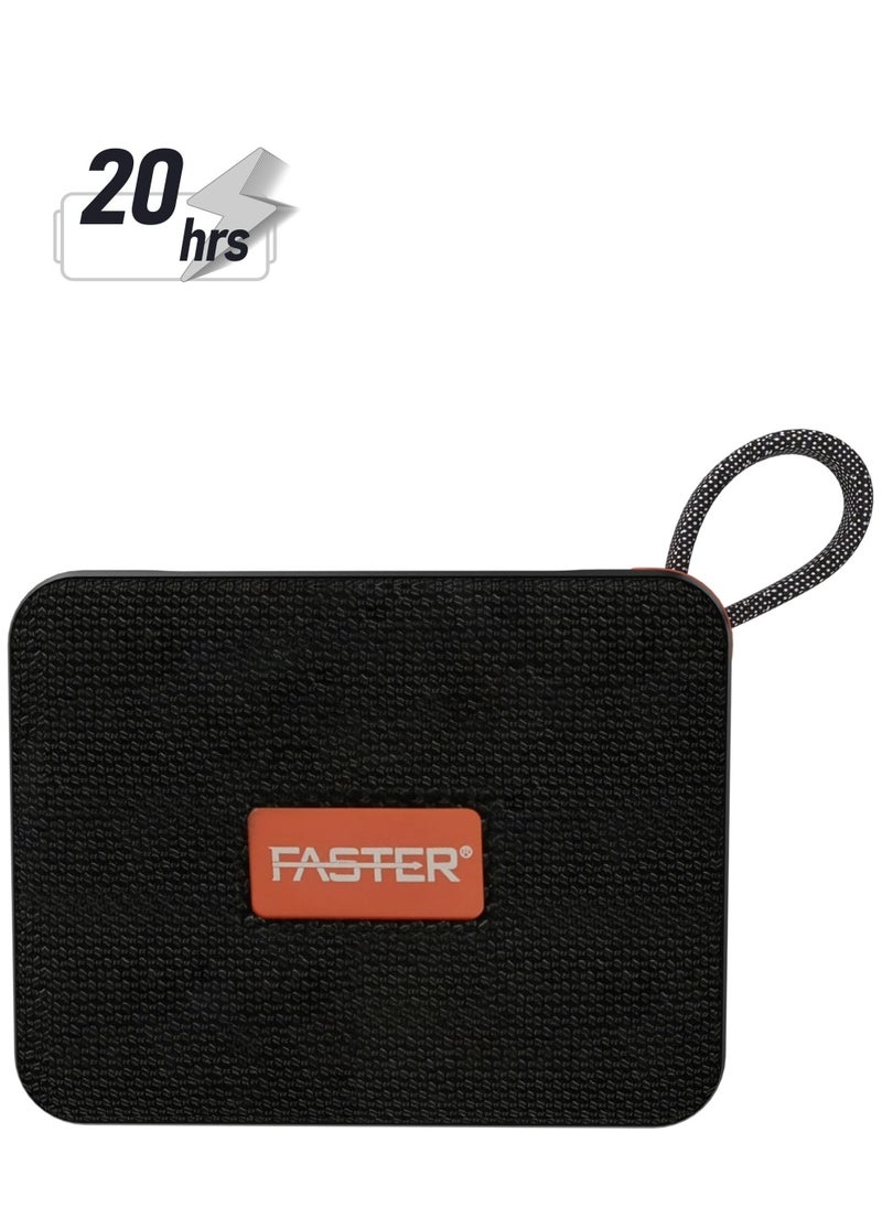 Faster GrooveX Portable Bluetooth Speaker with Colorful Lights - Mini Party Speaker with Stereo Sound, 5W HD Sound, 20 Hours Playtime, Bluetooth 5.4, TF/USB/AUX Support, IPX7 Water Resistant Pocket Speaker - for Home, Outdoor, Travel & Kids (Black)  - Image 1