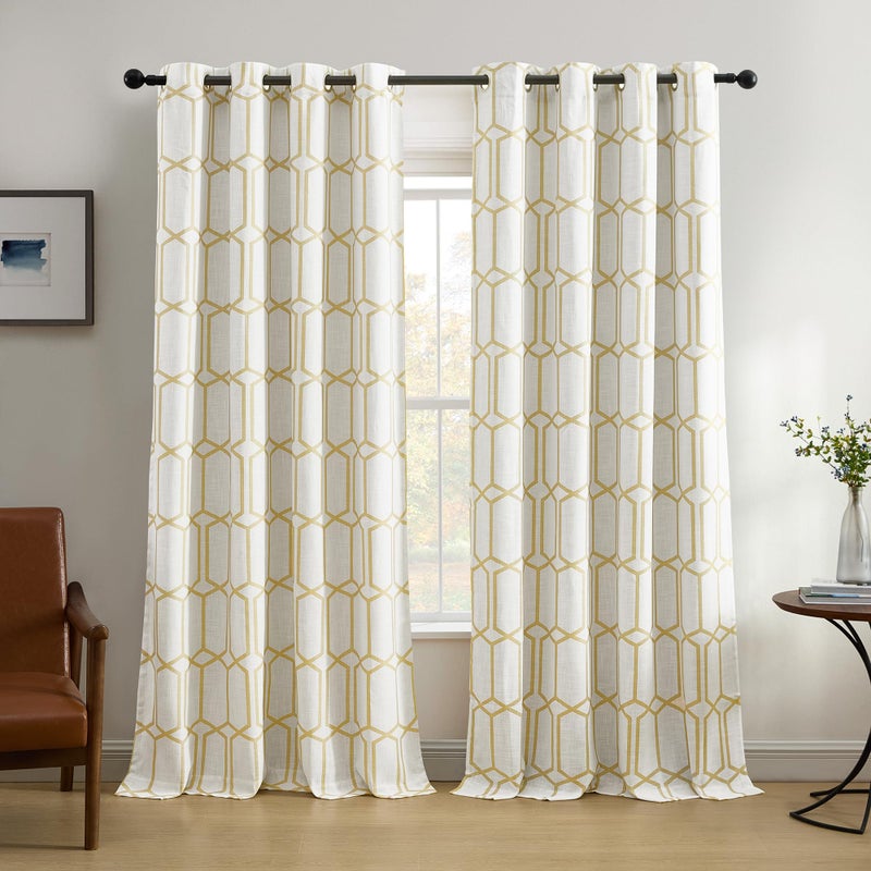 Elrene Home Fashions Kaiden Geometric RoomDarkening Window Curtain Single Panel 52 W x 84 L 1 Panel Golden Yellow