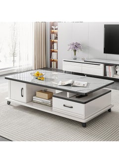 keke Multifunctional Modern Living Room Coffee Table With Drawer and 4mm thickened Glass Top  - Image 1