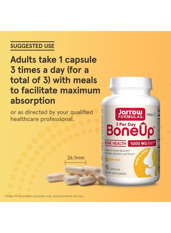 BoneUp Three Per Day for Bone Density and Skeletal Nutrition, Includes Vitamin D3, K2 (as MK-7) and Calcium, 90 Capsules, 30 Day Supply