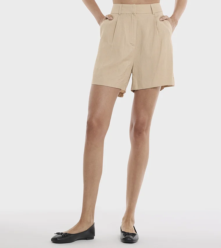 بي سي بي جي BCBG Linen Blend Plain Shorts