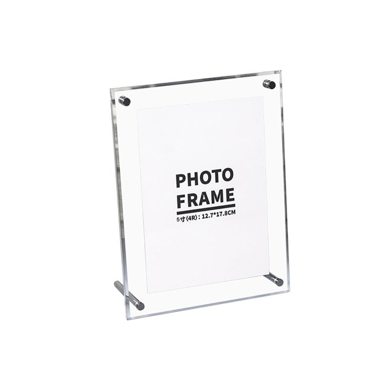 Acrylic Picture Frame:  Crystal Clear Transparent Acrylic - Stable Adjustable Stainless Steel Support Desktop Photo Frame for Home Office Decor & Gifting - Image 1