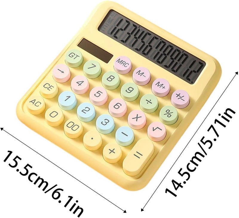 Mechanical Calculator,12 Digits Solar Cute Colorful Counter - Big Button Calculator | for Home Office School College Work Business Travel Outdoor Shopping Store - Image 5