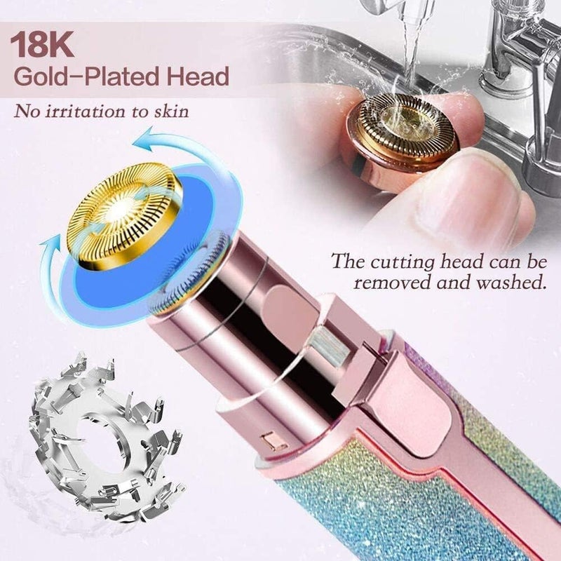 GLEVAR Women’s Facial Hair Remover – 2-in-1 Painless Eyebrow Trimmer & Electric Razor, LED Light Hair Remover for Nose, Lip & Body, Gentle, Precise, Portable Grooming Device - Image 4
