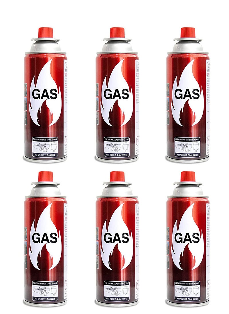 GO2CAMPS Set of 6 Peices Butane Gas Catridge for Portable Camping Stove and Picnic Stoves 