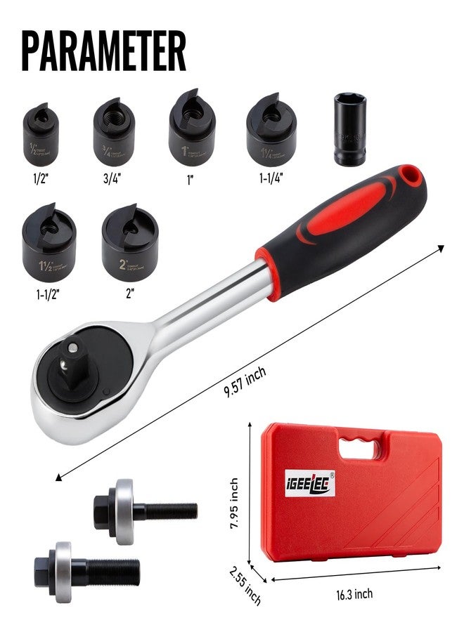iGeelee Ratchet Knockout Hole Punch Driver Kits 1/2 to 2 inch SLUG-Buster Knockout Electrical Conduit Hole Cutter Sets KO Tool Kit (CC-60)_ - Image 3