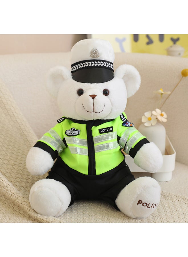Traffic Police Bear Doll Teddy Bear Plush Toy Doll Special Police Fire Police Bear Police Bear Doll Wholesale-Color:White Traffic Police Bear ]-Height:35cm +white Gift Bag - Image 1