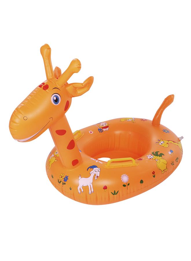 Cute Cartoon Animal Shape Baby Swim Ring Kids Inflatable Swimming Ring Boat with Pump (Orange) - Image 2