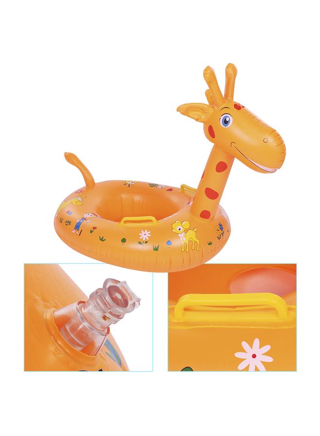 Cute Cartoon Animal Shape Baby Swim Ring Kids Inflatable Swimming Ring Boat with Pump (Orange) - Image 3