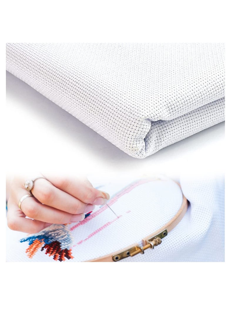 KASTWAVE Aida Cloth Cross Stitch Large Fabric White Cross Stitch Cloth Fabric Classic Reserve Aida Cloth Embroidery Cloth for Embroidery Needlework, DIY Craft (1 x 1.5m)  - Image 1