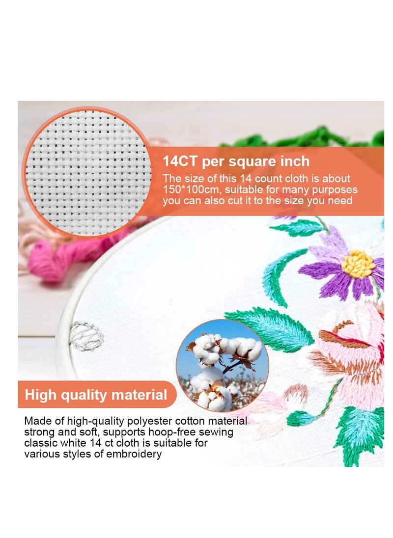 KASTWAVE Aida Cloth Cross Stitch Large Fabric White Cross Stitch Cloth Fabric Classic Reserve Aida Cloth Embroidery Cloth for Embroidery Needlework, DIY Craft (1 x 1.5m)  - Image 2