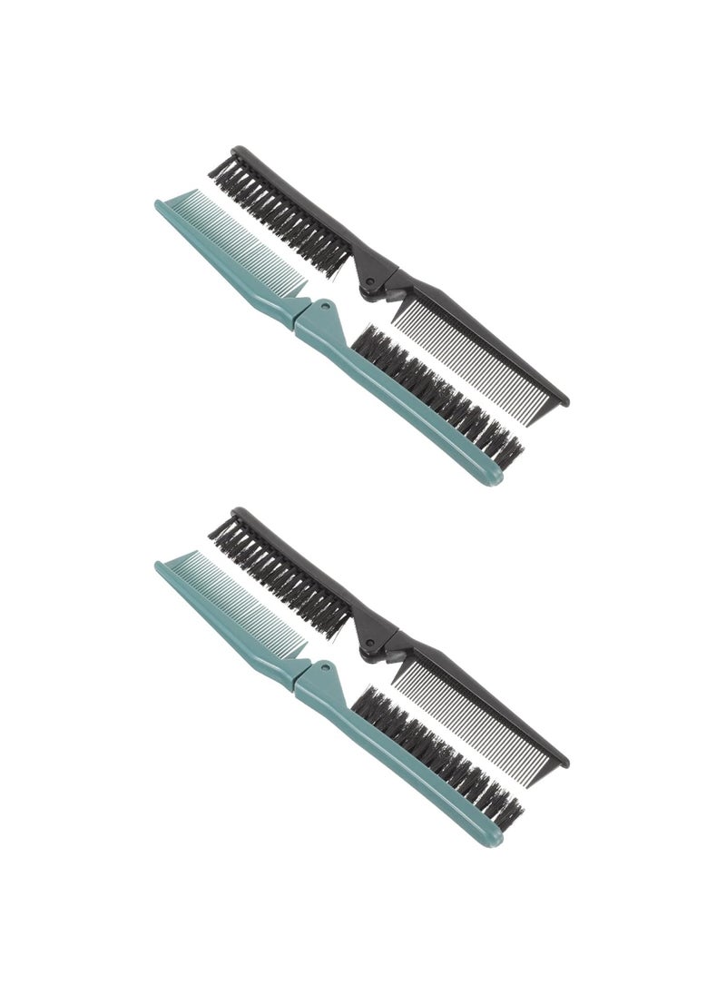 Healeved 4Pcs Double Teeth Folding Comb Mustache Comb Pocket Comb for Kids Small Folding Hair Brush Folding Comb for Women Detangling Comb Hairstyle Hair Brush 