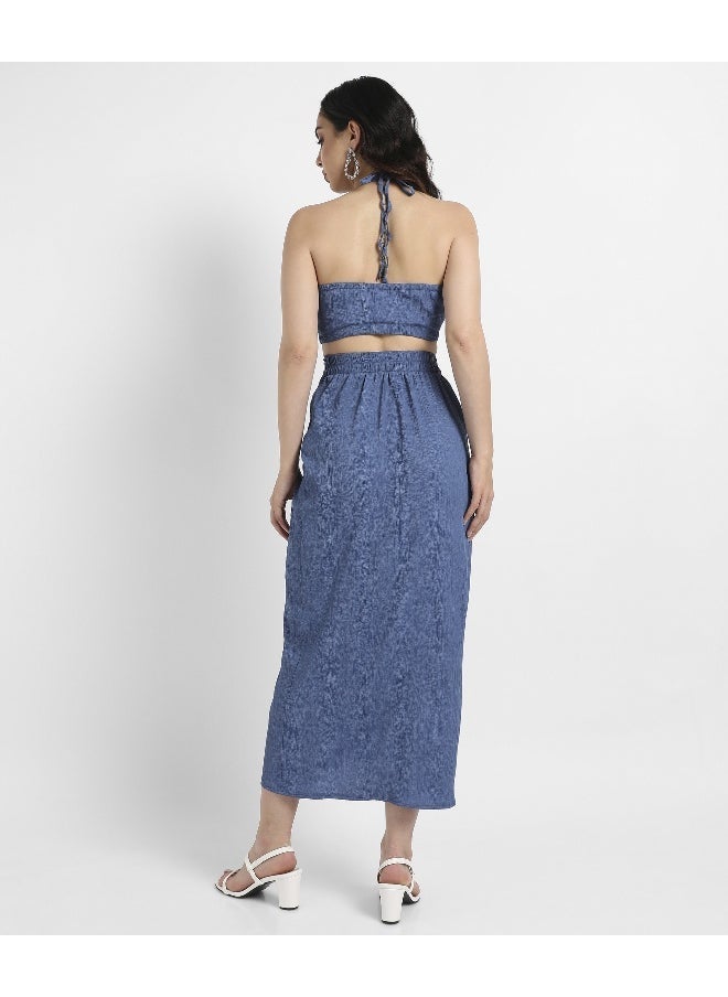 كامبوس سوترا Women's Navy Blue Halter Neck Co-Ord Set  - Image 5