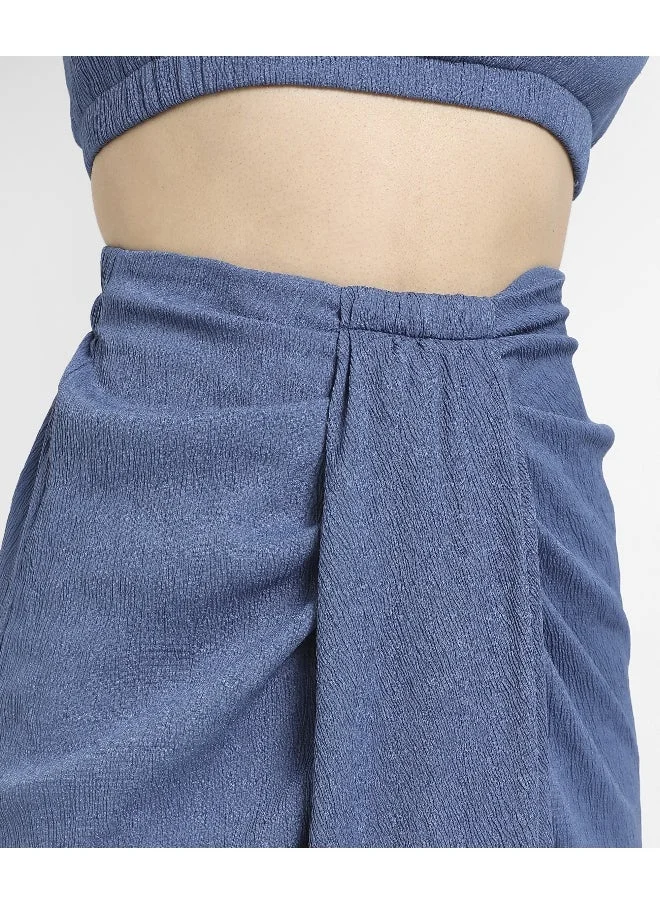 كامبوس سوترا Women's Navy Blue Halter Neck Co-Ord Set