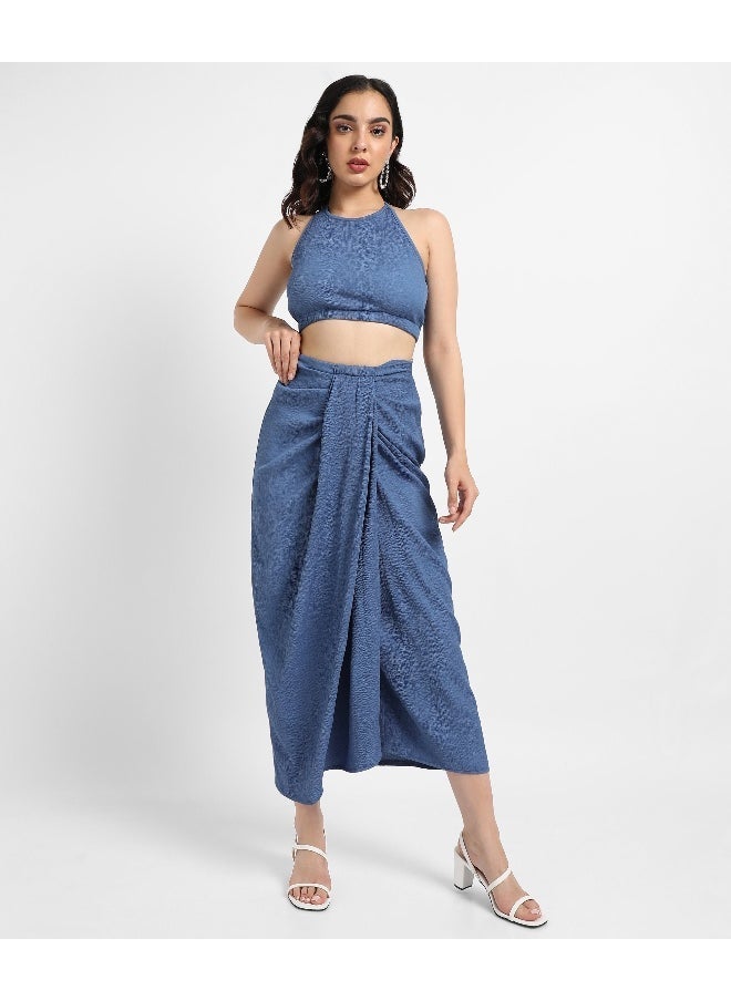 كامبوس سوترا Women's Navy Blue Halter Neck Co-Ord Set  - Image 4