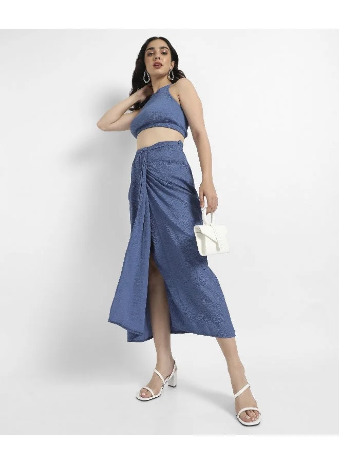 كامبوس سوترا Women's Navy Blue Halter Neck Co-Ord Set