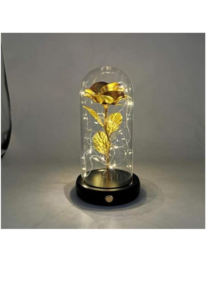 Home Decor Light Led The Little Prince Rose Flower Night Light Glass Lampshade Artificial Rose Flower Table Lights Home Decoration Gift For Valentine'S Day, Mother'S Day, Anniversary, Birthday, Wedding,