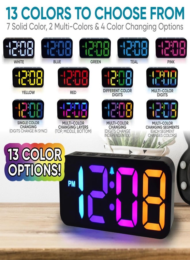 Westclox Digital Clock for Adults with 2" RGB Color Display, Alarm with Adjustable Volume, Large Snooze Button - Image 2