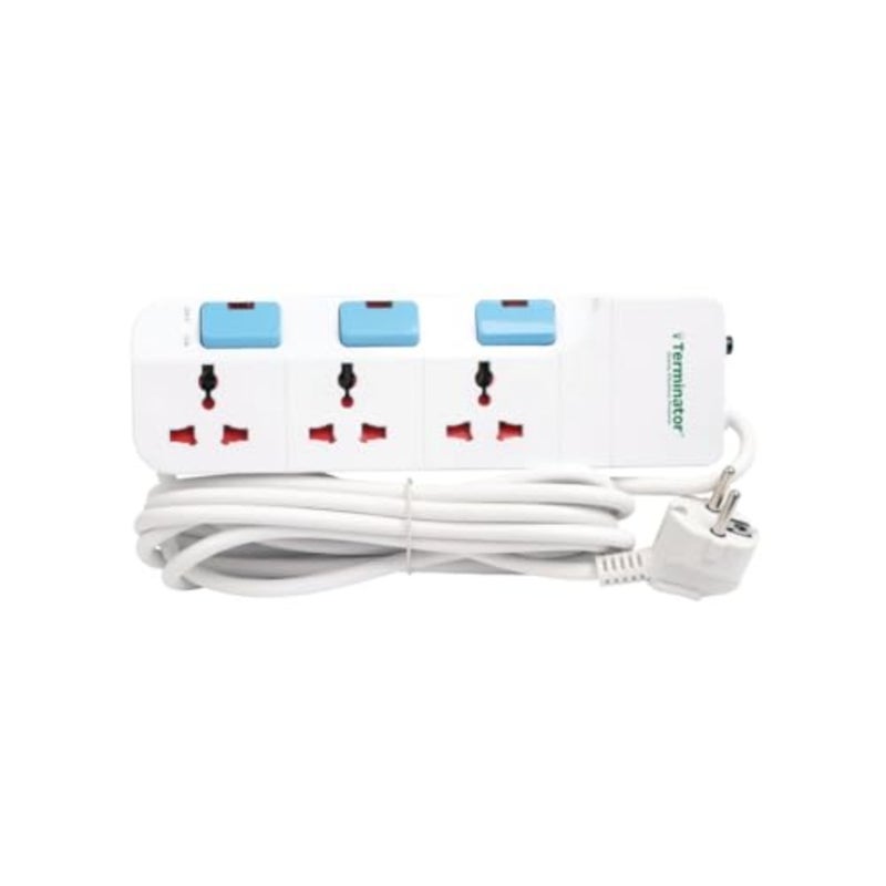 TPB 813-2RP 3-Way Universal Extension Socket with 3M Cable Individual Switches LED Indicators 2 Round Pin Plug Flame-Retardant 13A Power Strip for Home and Office Electronics - Image 5