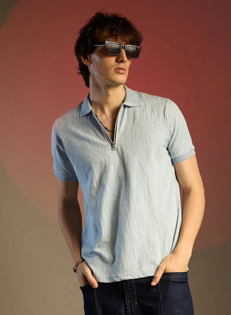 Men's Powder Blue Crevice-Lined T-Shirt