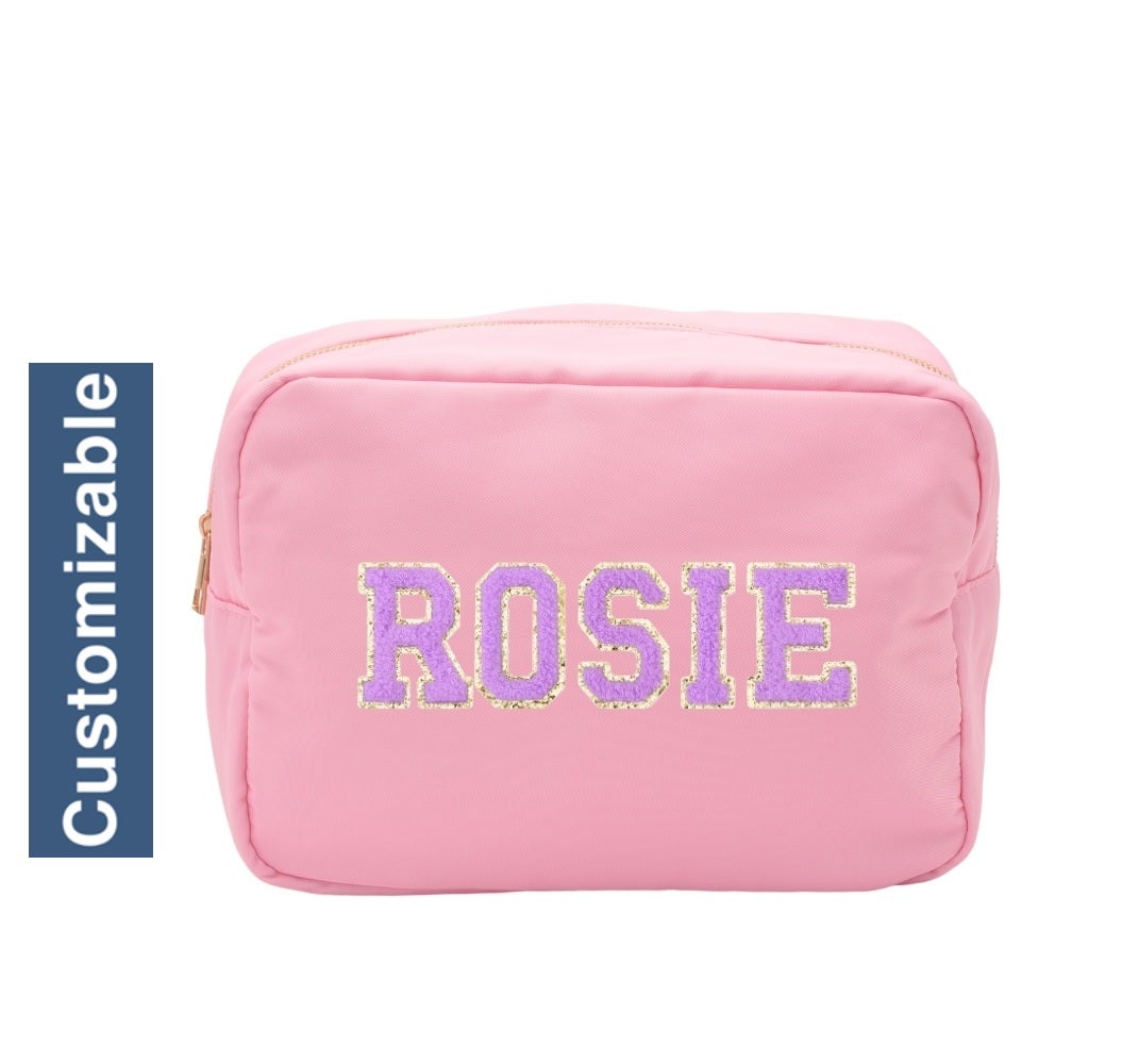 The Happy Tribe Personalised Large Pouch, Baby Pink