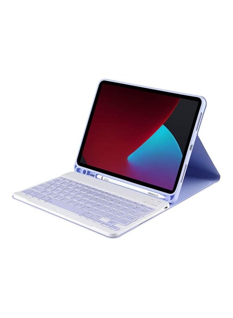 حافظة لوحة مفاتيح ثنائية اللغة لجهاز iPad الجيل العاشر (2022، 10.9 بوصة) / iPad الجيل الحادي عشر (2025، 11 بوصة)، حامل لوحة مفاتيح لاسلكية قابلة للفصل مع حامل قلم، غطاء ذكي رفيع من الجلد مع ماوس - Image 3