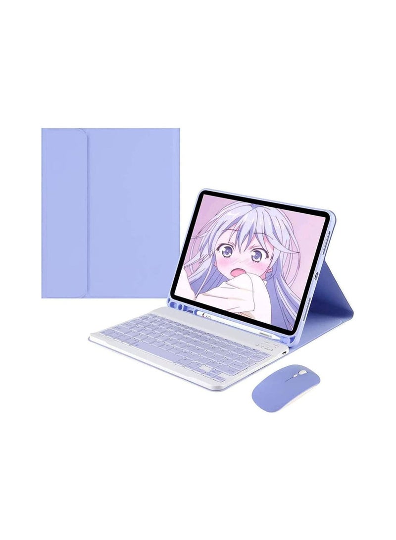 حافظة لوحة مفاتيح ثنائية اللغة لجهاز iPad الجيل العاشر (2022، 10.9 بوصة) / iPad الجيل الحادي عشر (2025، 11 بوصة)، حامل لوحة مفاتيح لاسلكية قابلة للفصل مع حامل قلم، غطاء ذكي رفيع من الجلد مع ماوس - Image 1