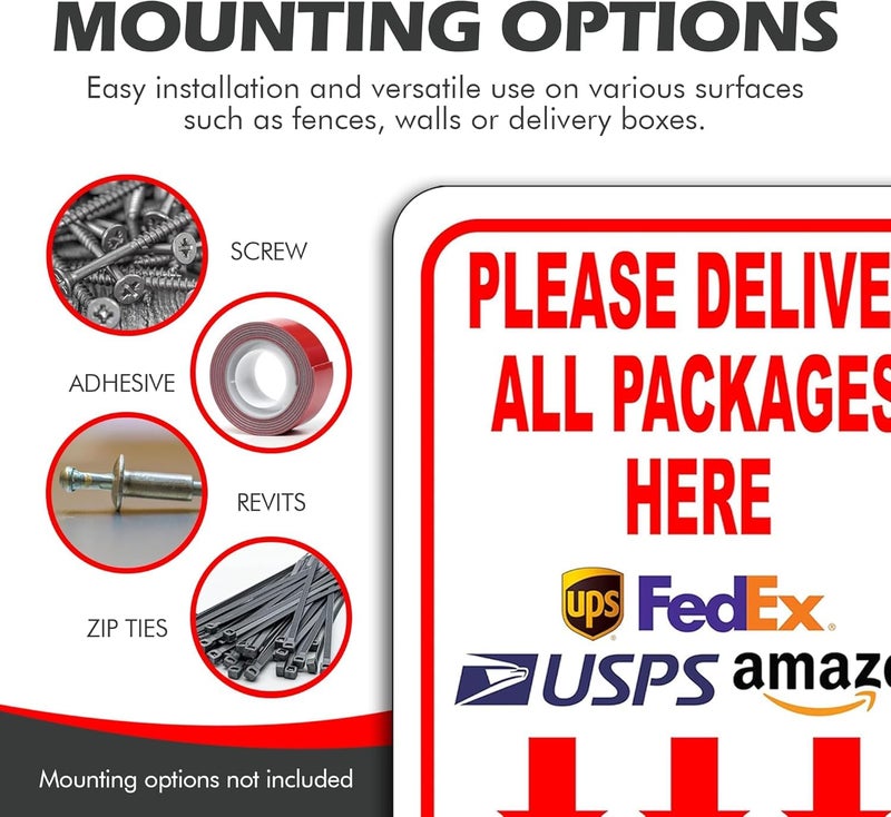 Work House Signs Please Deliver All Packages Here With Arrows 8.5"x10" Aluminum Composite Sign - Delivery Instructions for Packages from Amazon, FedEx, USPS, UPS, Indoor Outdoor Signs for Home, Office, Work - Image 5