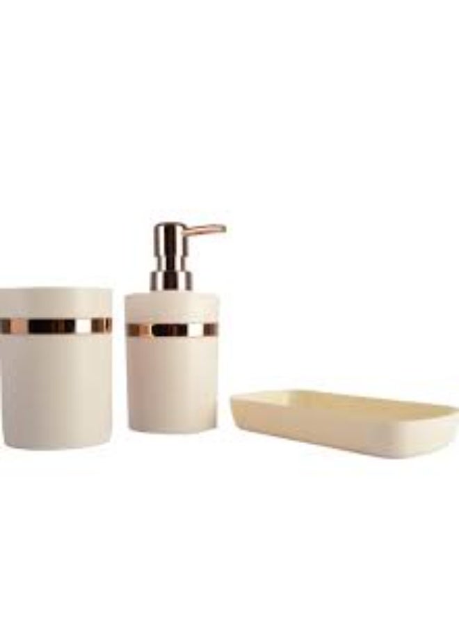 مجموعة اكسسوارات الحمام المكونة من 3 قطع ، موزع صابون، حامل فرش اسنان وصينية