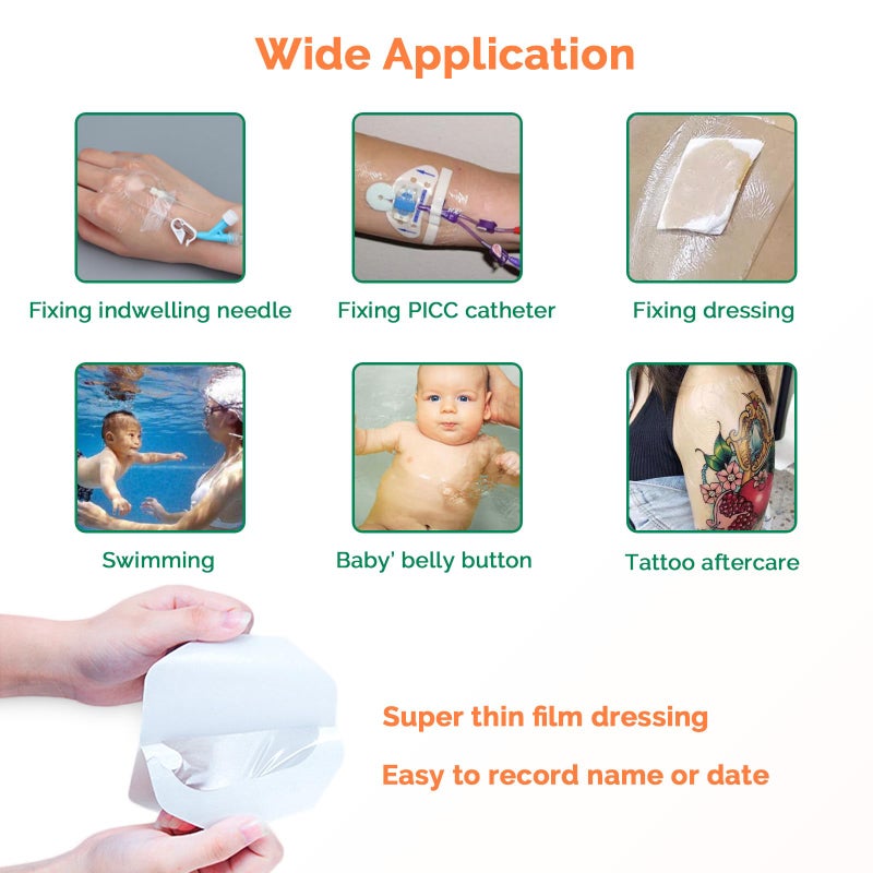 Greetmed Transparent Film Dressing 4'' x 4.75'', 25 Packs Clear Waterproof Bandages for Wounds, Large Adhesive Patches Breathable Wound Cover for Post Surgical, Shower, Swimming, Tattoo Aftercare, IV Shield - Image 3
