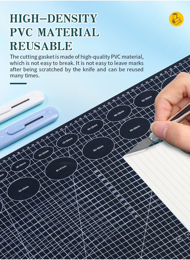 A3 High-Density PVC Double-Sided Cutting Mat, Anti-Scratch Craft and Art Supplies with Clear Scale and Washable Surface, Ideal for Art & Craft Workshops, Office, Home, School