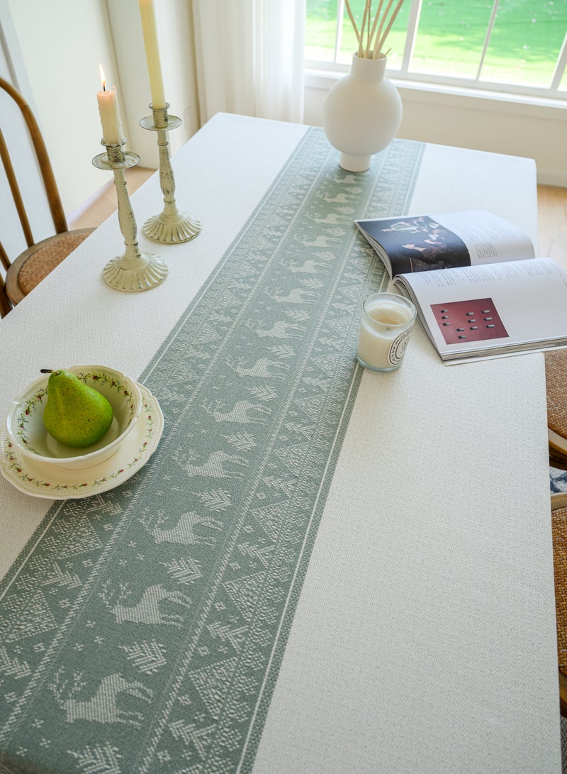 DUNISO Rectangular tablecloth, all cotton tablecloth with tassels, dust-proof coffee table cover cloth, heat-resistant and wear-resistant, suitable for dining tables, desks, dressing tables, counters, coffee tables, 100 * 160cm - Image 5