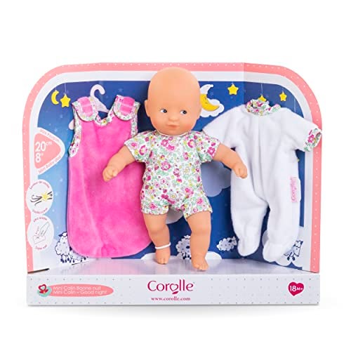 Corolle Mini Calin Good Night Blossom Garden 8 Soft Boy Baby Doll with Vanilla Scent White and Pink Pajamas Sleeping Bag Sleeping Eyes for Girls Ages 18 Months Cute Reborn Realistic - Image 1
