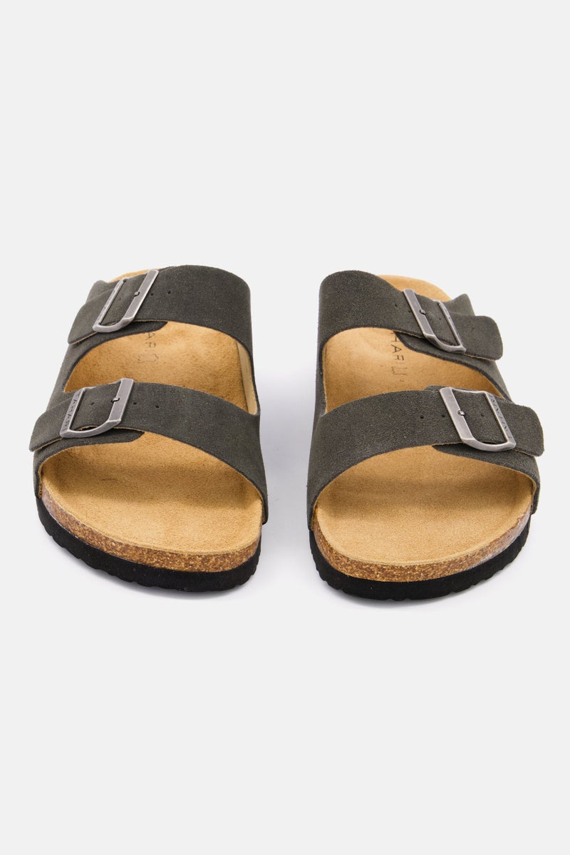 Tahari Men Plain Slip On Cork Sandals, Dark Grey  - Image 3