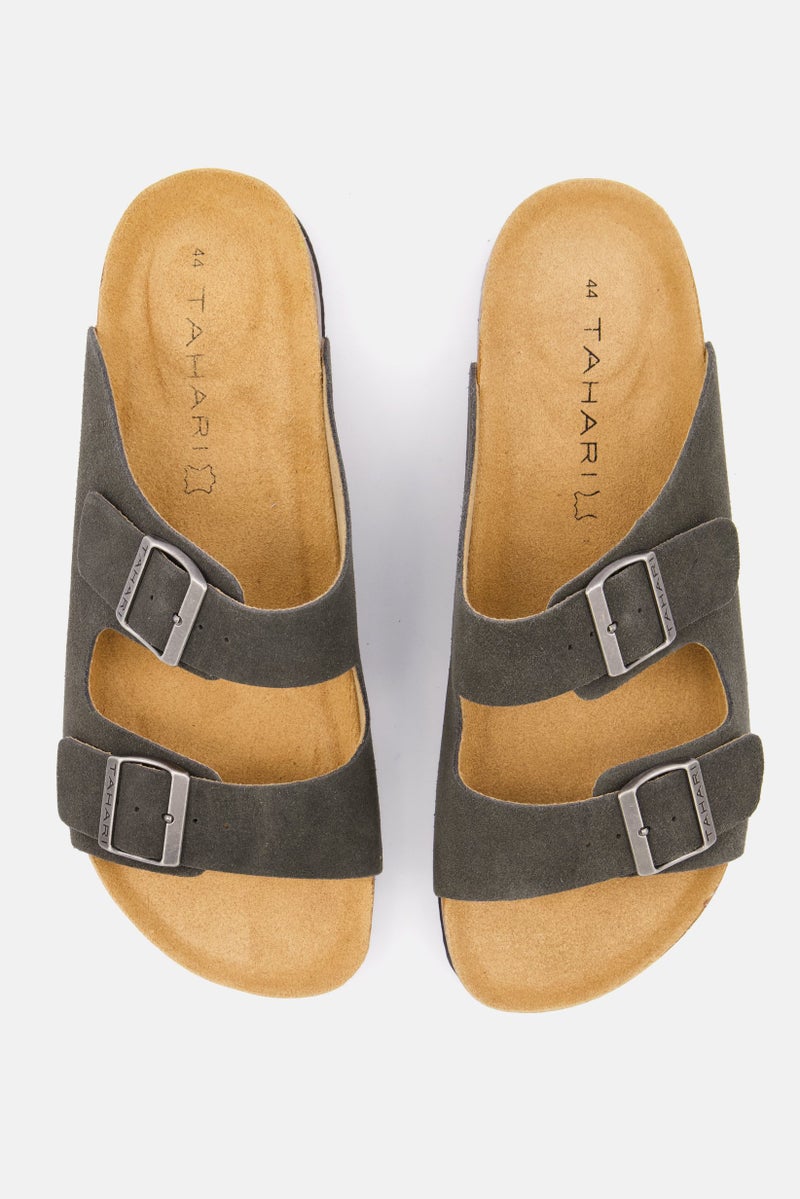 Tahari Men Plain Slip On Cork Sandals, Dark Grey  - Image 4