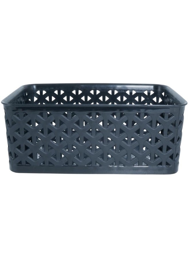 Morvi Ajanta-2 Multi-Purpose Plastic Storage Basket|Stackable Organizer Tokri For Home,Kitchen,Bathroom & Office|Ideal For Toys,Clothes,Cosmetics,Stationery|Set Of 3|Black Peach White - Image 5